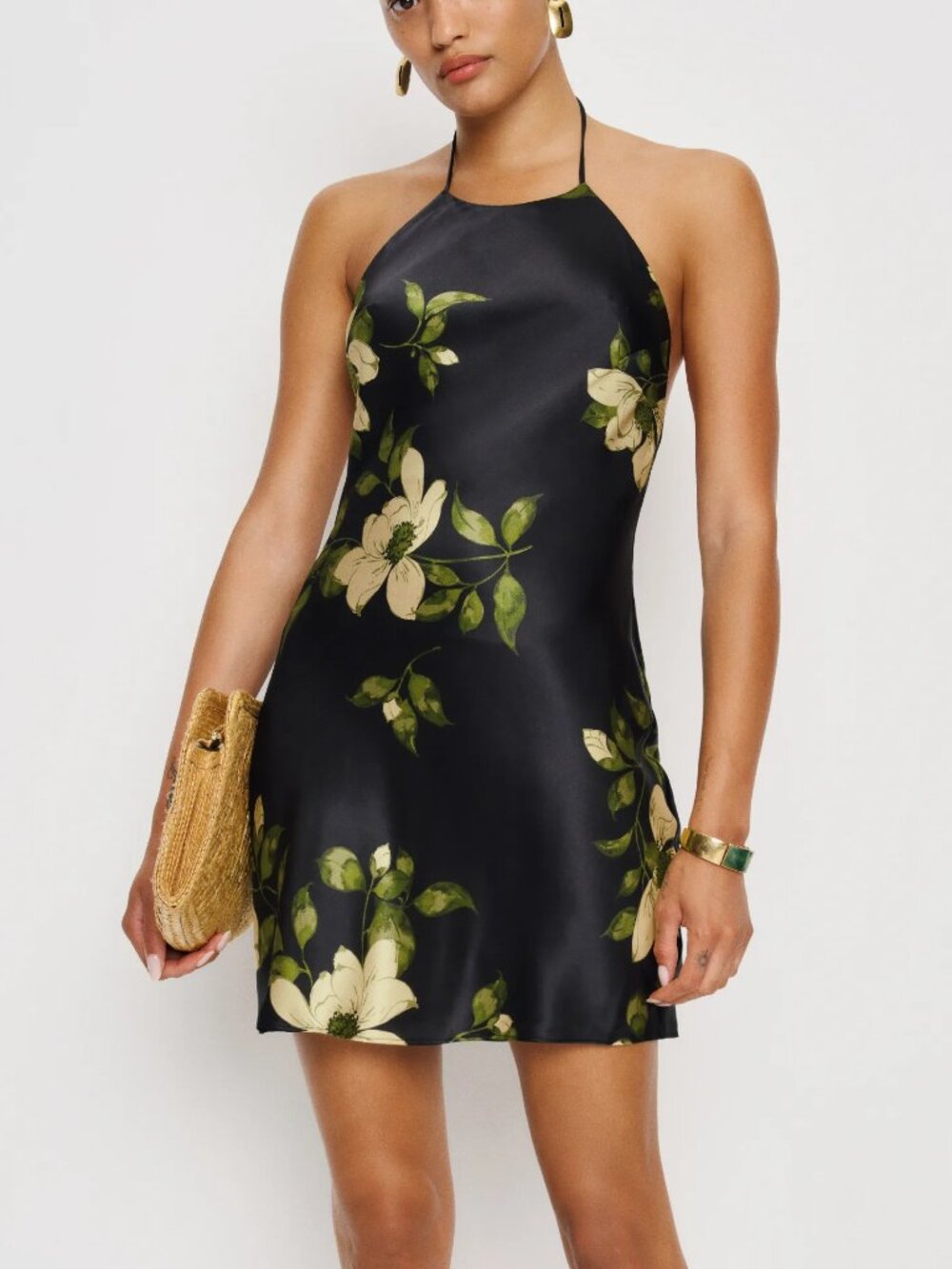 NWT - Reformation Jennis Silk Dress Black - Size S